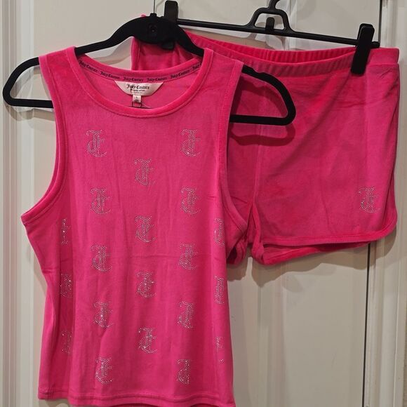 Juicy Couture Rhinestone JC Logo Velour Tank & Dolphin Short PJ Set - Picture 4 of 5